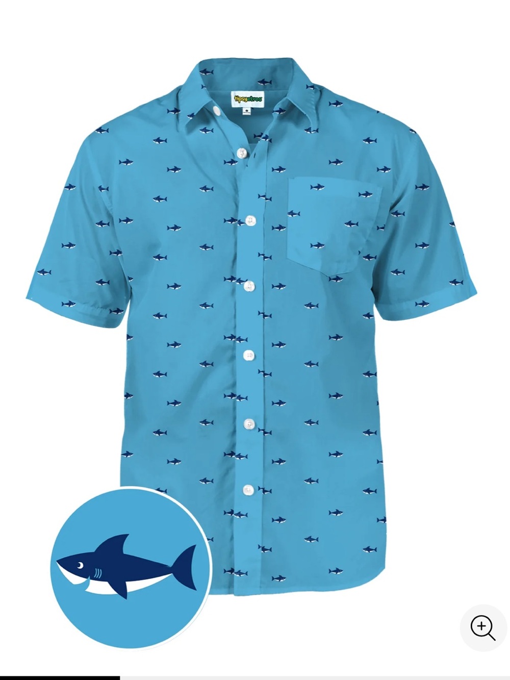 Tipsy Elves Men's Deep Blue Sea
Hawaiian Shirt Size Large Sharks button down new